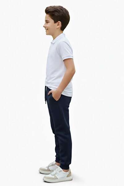 BAGLAN Navy Blue Color 3 Thread Cuffed Girls Boys Tracksuit Bottom Bgl-St05046