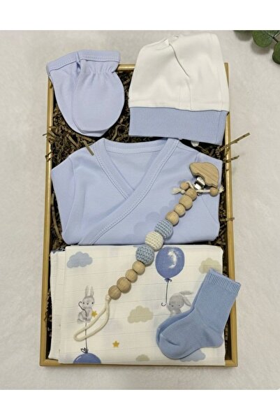 Kereminko Bebek Yenidoğan Erkek Bebek Hediye Seti | Şapka, Eldiven, Zıbın, Ço...