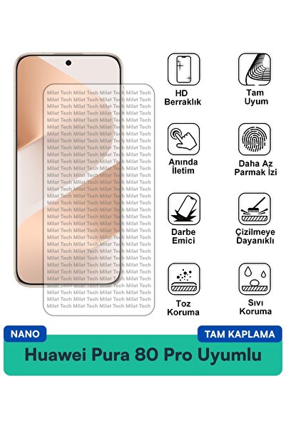 Milat Tech طبقة حماية شاشة هواوي بورا 80 برو نانو مقاومة للخدوش والصدمات