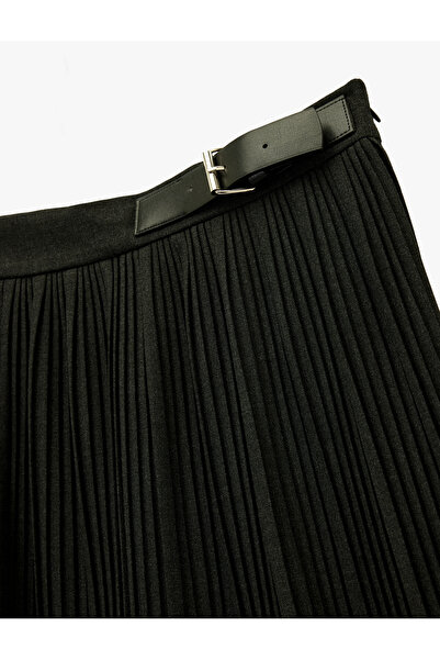 Koton Mini Pleated Skirt with Half Belt Detail