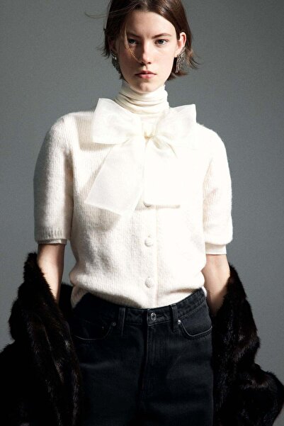 H&M Bow-detail knitted cardigan