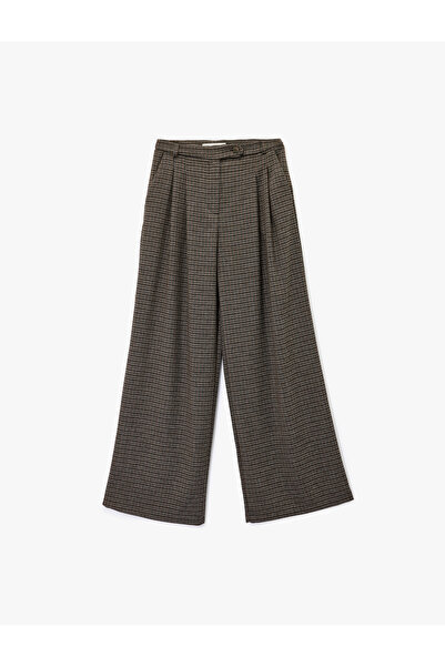 Koton Loose Fit Cepli Pileli Palazzo Ekose Pantolon