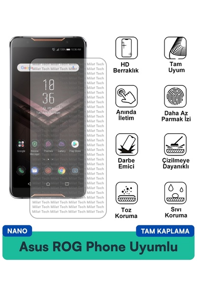 Milat Tech شاشة Asus ROG Phone Nano Film لحماية الشاشة، هيكل رقيق مرن مقاوم ل...