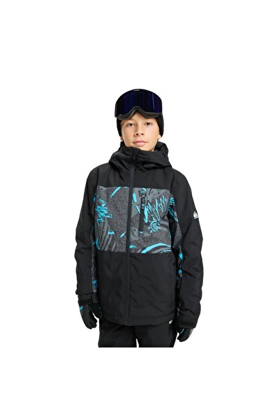 Quiksilver سترة تزلج سوداء للأولاد من Side Hit مطبوعة بتصميم JK للأولاد