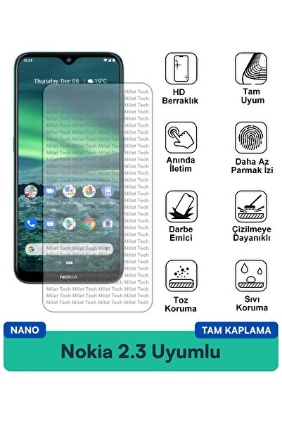 Milat Tech طبقة حماية شاشة نوكيا 2.3 نانو هي شفافة ورقيقة ومقاومة للخدش