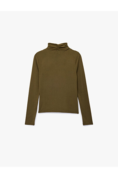 Koton Long Sleeve Draped Cross Mock Neck Body