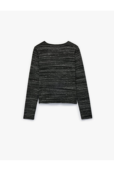 Koton Long Sleeve Bird Eye Detailed Asymmetrical Degaje Collar Blouse