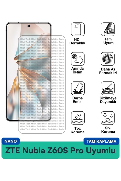 Milat Tech طبقة حماية للشاشة من ZTE Nubia Z60S Pro مقاومة للخدوش والصدمات