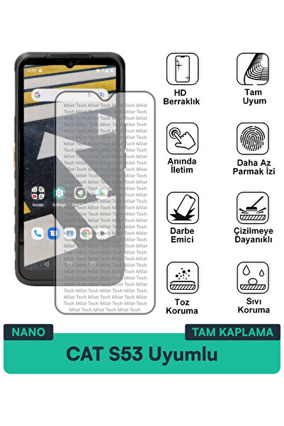 Milat Tech طبقة حماية للشاشة من CAT S53 Nano مقاومة للبقع وشفافية عالية