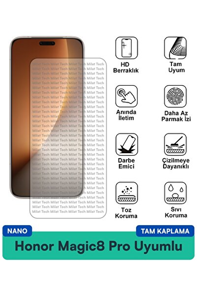 Milat Tech طبقة حماية شاشة Honor Magic8 Pro Nano عالية الشفافية للحماية من الخدش