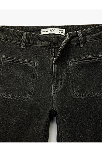 Koton X Sibil Çetinkaya - Slim Fit Pocket Detailed Flared Jean Trousers - Flare Jeans