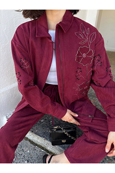 MİA NOURA Women's Front Sleeves with Bead Embroidery on Suitable Fabric for Suitable for