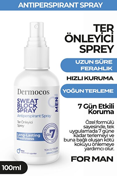 Dermocos Ter Önleyici Sprey Erkekler İçin - 7 Gün Etkili Antiperspirant 100 ml