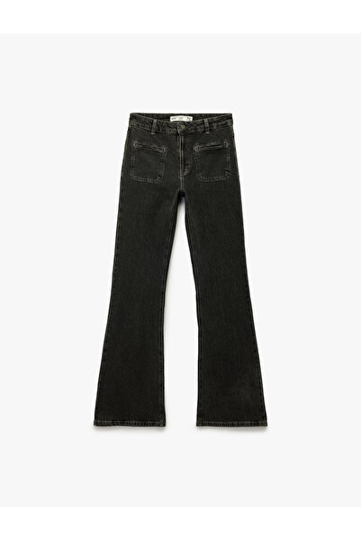 Koton X Sibil Çetinkaya - Slim Fit Pocket Detailed Flared Jean Trousers - Flare Jeans