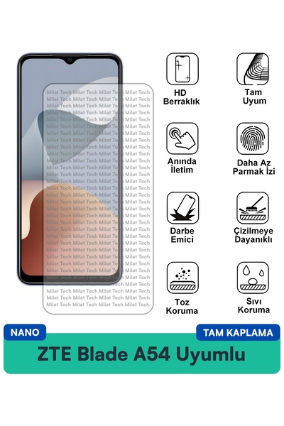 Milat Tech طبقة حماية للشاشة من ZTE Blade A54 Nano مقاومة للخدوش والصدمات