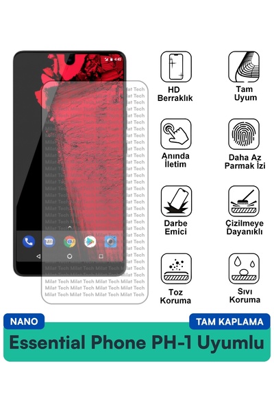 Milat Tech فيلم حماية للشاشة من Essential Phone PH-1 Nano عالي الشفافية ومضاد...