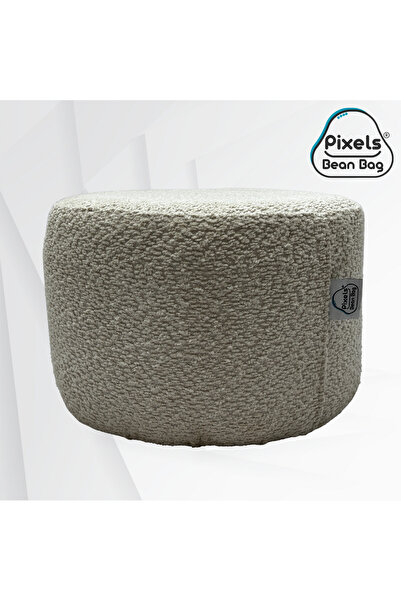 PixelsBeanBag Pixel Bean Bag Round Boucle Fabric Ottoman, for Living Room and Bedroom