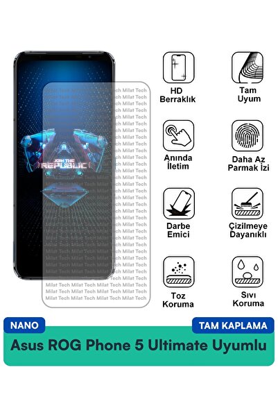 Milat Tech طبقة حماية للشاشة من Asus ROG Phone 5 Ultimate Nano، تصميم نحيف وم...