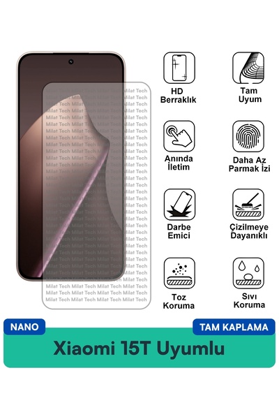 Milat Tech طبقة حماية للشاشة من Xiaomi 15T Nano، هيكل مرن، مقاوم للبقع، حساسي...