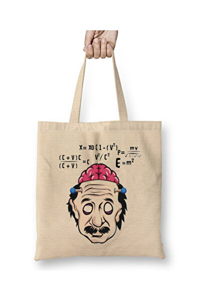 Toyaso Albert Einstein Zombie Math White Tote Bag Long Handle Shopping Bag Beach Bag