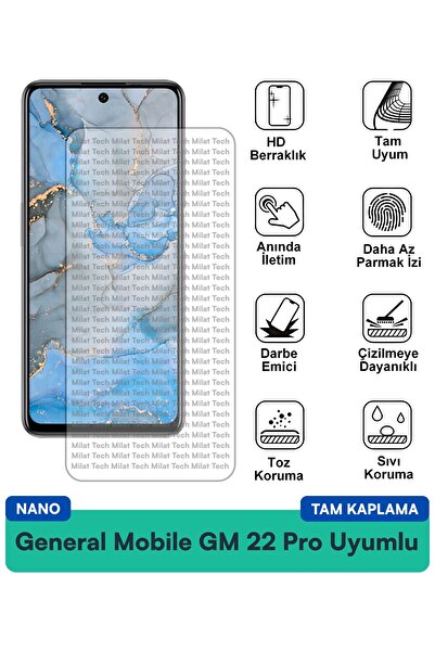 Milat Tech فيلم حماية الشاشة جنرال موبايل GM 22 برو نانو، مرن، مقاوم للخدش، ش...