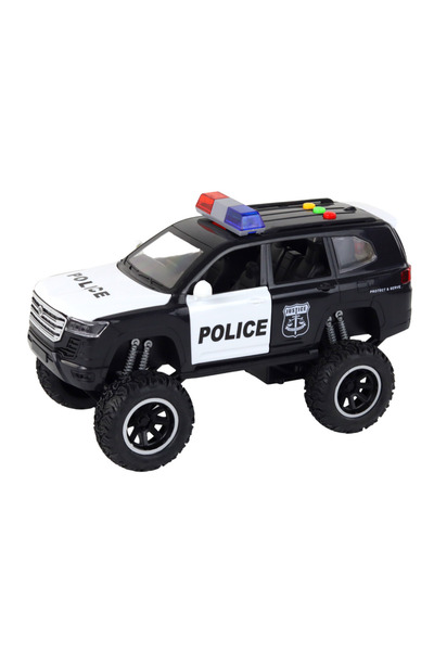Bebelul Raptor Police Off-Road Vehicle Black 1:14 with LED Lights, Sounds and Pull-Back Drive