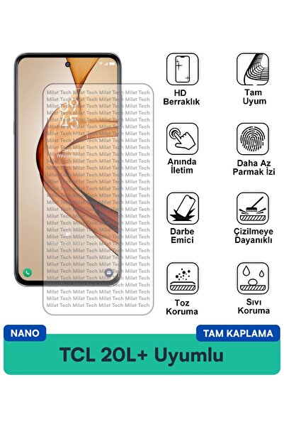 Milat Tech طبقة حماية للشاشة من TCL 20L+ نانو مضادة للبقع ومقاومة للخدش
