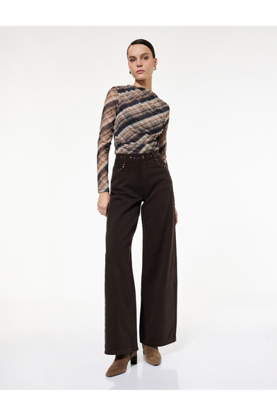 Koton X Sibil Çetinkaya - Pantaloni din jeans cu talie largă și buzunare - Loose Straight Fit Jean