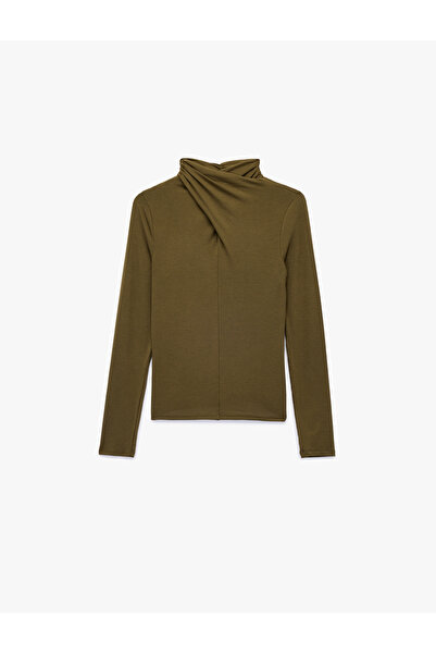 Koton Long Sleeve Draped Cross Mock Neck Body