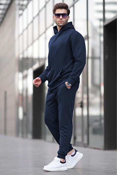 Madmext Σετ αθλητικής φόρμας Navy Blue με κουκούλα Basic 5928