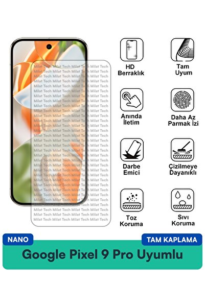 Milat Tech فيلم حماية شاشة نانو لجهاز جوجل بيكسل 9 برو، رقيق وشفاف ومقاوم للب...