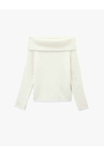 Koton Long Sleeve Open Shoulder Oversized Knitwear Sweater
