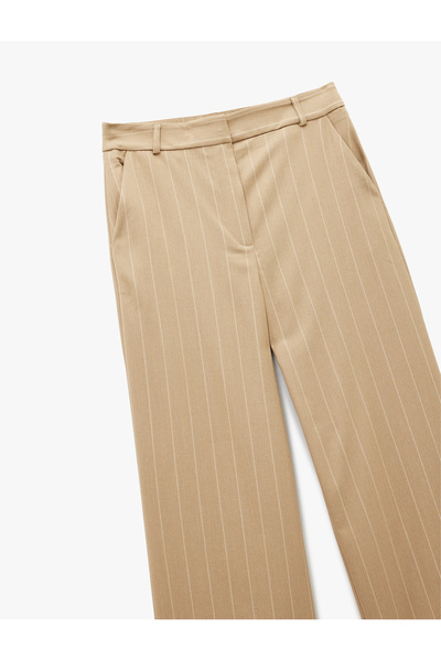Koton Straight Leg Striped Fabric Pants with Pockets