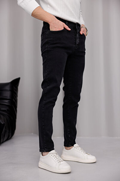 MODAMESTO Men's Anthracite Slim Fit Lycra Skinny Leg Jeans