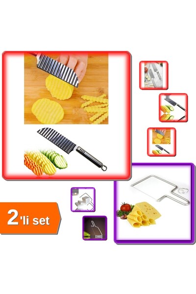 HerEveOyuncak Şekilli Tırtıklı Patates Kesme Bıçağı + Peynir Kesme Teli - Pra...