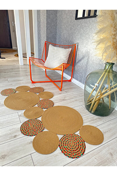 serelya Doğal Hasır Jüt Polip Halı Kilim Paspas Comfort