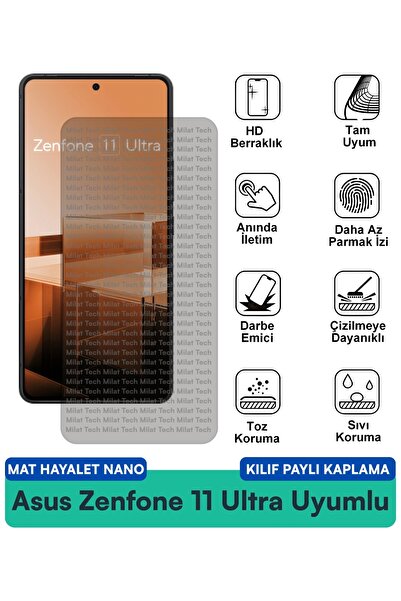 Milat Tech حافظة Asus Zenfone 11 Ultra Matte Ghost Nano متوافقة مع طبقة حماية...