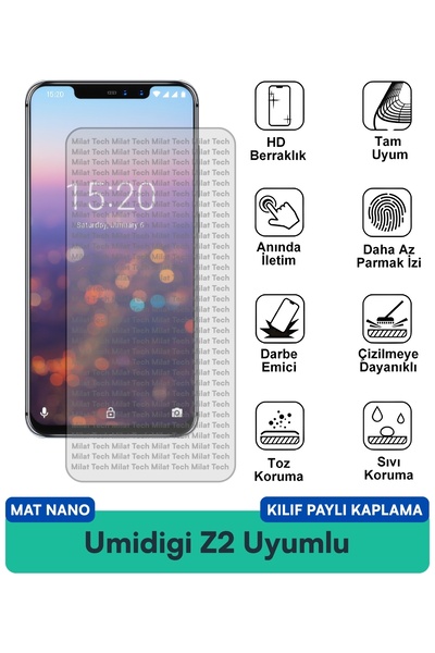 Milat Tech غطاء حماية Umidigi Z2 مات نانو متوافق مع واقي الشاشة ومقاوم للخدوش