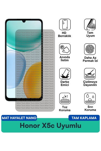 Milat Tech فيلم حماية الشاشة Honor X5c Matte Ghost Nano مقاوم للخدوش والصدمات