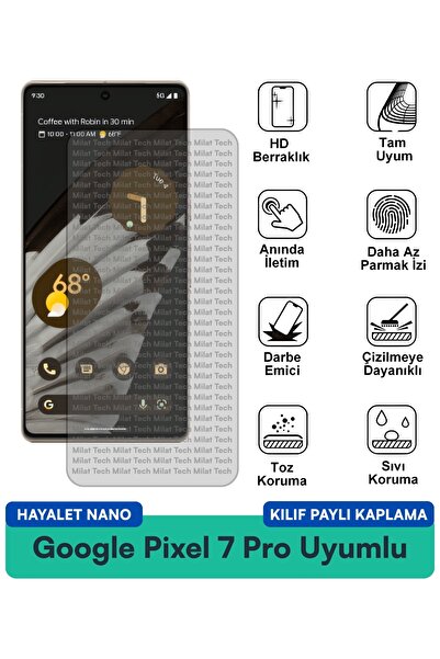 Milat Tech حافظة جوجل بيكسل 7 برو هايلايت نانو متوافقة مع طبقة حماية مقاومة ل...