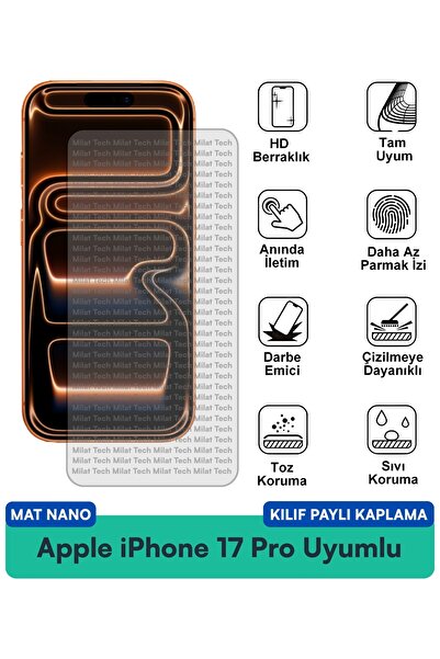 Milat Tech حافظة نانو غير لامعة لهاتف آيفون 17 برو ماكس من أبل، متوافقة مع طب...