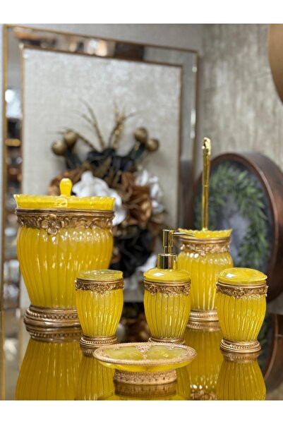 city gold 6 Parça Polyester Banyo Seti