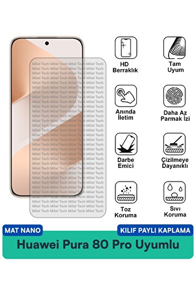 Milat Tech غطاء حماية نانو متوافق مع هاتف هواوي بورا 80 برو مع فيلم حماية للش...