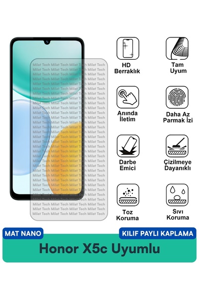 Milat Tech حافظة Honor X5c Mat Nano متوافقة مع طبقة حماية الشاشة تمنع بصمات ا...