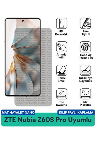 Milat Tech حافظة ZTE Nubia Z60S Pro Matte Ghost Nano متوافقة مع واقي الشاشة ي...