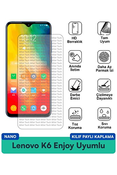Milat Tech غطاء حماية شاشة متوافق مع هاتف Lenovo K6 Enjoy Nano لا يترك بصمات ...