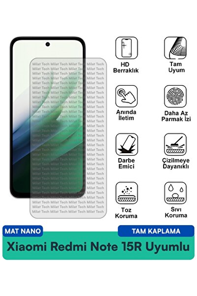 Milat Tech فيلم حماية شاشة نانو غير لامع لهاتف شاومي ريدمي نوت 15R يقلل الانع...