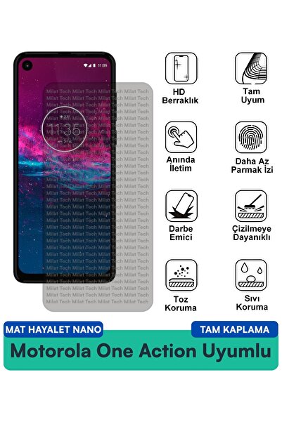 Milat Tech طبقة حماية للشاشة من Motorola One Action Matte Ghost Nano مقاومة ل...