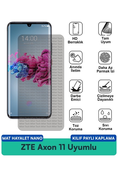 Milat Tech غطاء حماية نانو متوافق مع هاتف ZTE Axon 11 مات هايت، فيلم حماية لل...