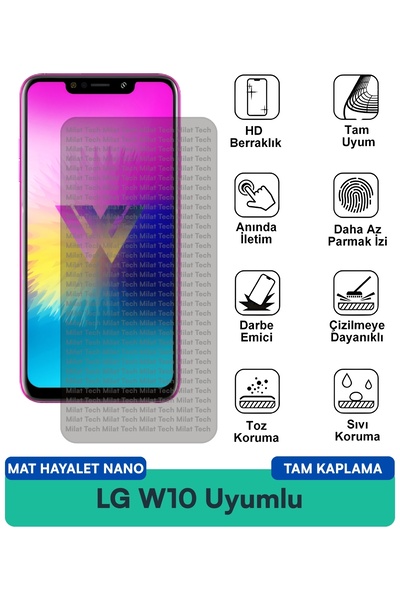 Milat Tech طبقة حماية شاشة LG W10 Matte Ghost Nano، خصوصية قوية ومقاومة للخدش